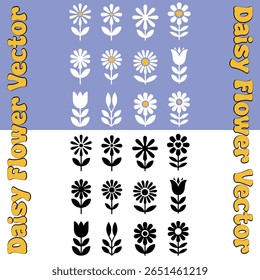 Daisy Flower Bundle - Ícones e Silhuetas Vetoriais