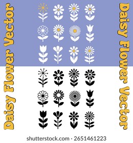 Daisy Flower Bundle - Ícones e Silhuetas Vetoriais