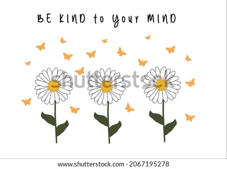 daisy flower and butterfly design vector