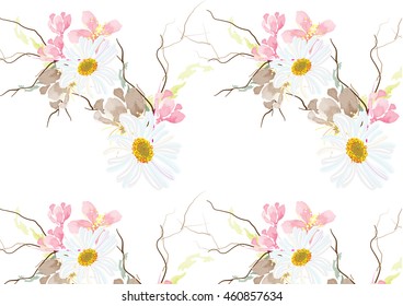 daisy flower and cherry blossom pattern 