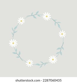 Daisy flower circle frame illustration