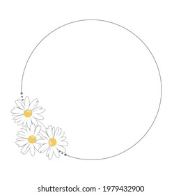 Signo de círculo de flores de margarita con espacio de copia aislado en ilustración vectorial de fondo blanco.