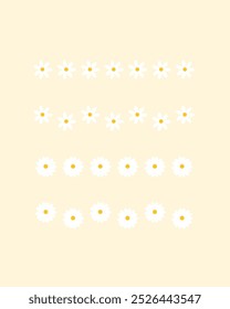 Daisy flower collection. Floral divider border frame decoration. Suitable for poster, card, invitation, flyer. Flat decorative vector design isolated illustration.