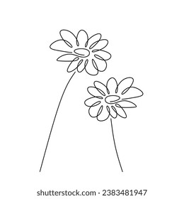 Daisy Blume kontinuierliche eine Linie Zeichnung. Vektorgrafik einzeln. Minimalistisches Design handgezeichnet.