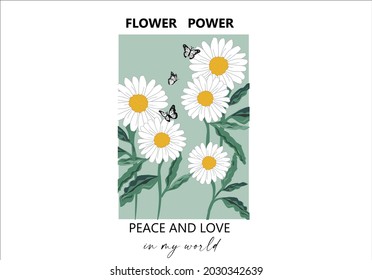 Daisy flower design vector and slogan 