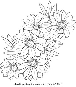 Daisy flor doodle arte, design de tatuagem de flor margarida