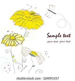 Daisy flower doodle greeting card vector
