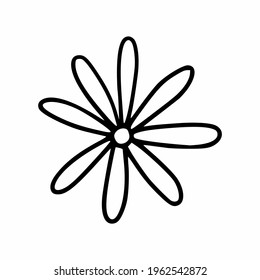 Daisy flower in doodle style. Coloring book for children books.