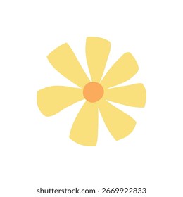 Daisy flower. flat icon, cartoon retro spring flowers. Geometric flower. Abstract minimal daisy element. Botanical summer elements, natural bloom petal. Floral design