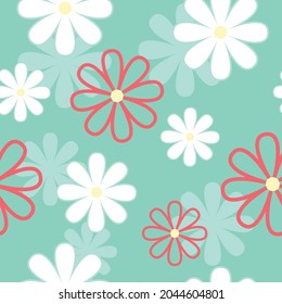 Daisy Flower Floral Fun Seamless Pattern Background Wallpaper