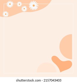 blühender Rahmen mit abstrakter geometrischer Form auf pastellorangefarbenem Hintergrund, Vektorgrafik.