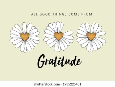 daisy flower and gratitude message vector design