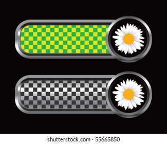 daisy flower green and black checkered tabs