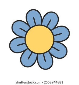 Daisy flower groovy comic style