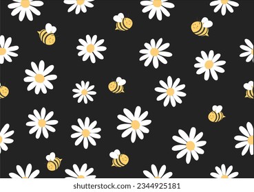 daisy flower hand drawn pattern