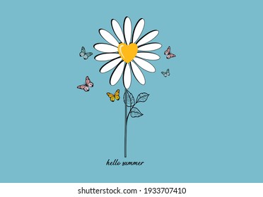 daisy flower hand drawn vector art