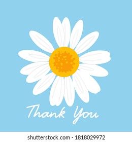 Daisy flower with hand writing on a blue background vector illustration.