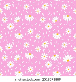Las flores de margarita tienen forma orgánica con fondo transparente. Patrón floral abstracto simple. Ideal para el diseño textil, tela, Fondo de pantalla, tarjetas, cubiertas, carteles y decoración.