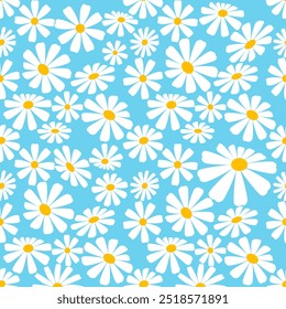 Daisy flower have organic shape with seamless background. Simple abstract floral pattern. Ideal for textile design,fabric, wallpaper, cards,covers, posters and decoration.