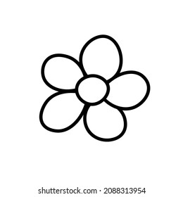 Daisy flower icon line. Flat chamomile contour drawing for design, logo, postcard, decor. Vector illustration in doodle style isolated on background. Coloring book.