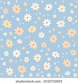Margarida ícone da flor sinal no céu azul cor fundo vetor