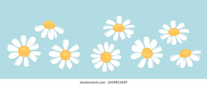 Daisy flower icon signs on green mint background vector.