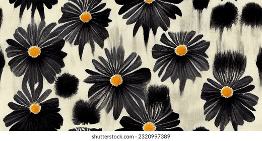 Daisy flower ikat tribal boho tie die colors flower seamless wallpaper. Motif ethnic handmade beautiful Ikat art. Ethnic abstract floral pink background art. 