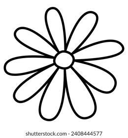 Daisy Flower isolated on a transparent. Botanical modern trendy vector element. For cards, logo, decorations, invitations, boho designs.