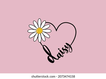 daisy flower lettering vector art design hand drawn