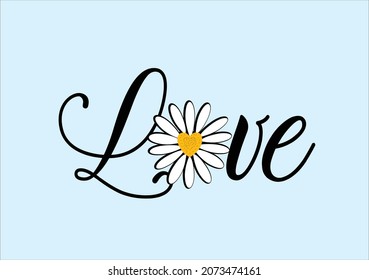 daisy flower lettering vector art design hand drawn