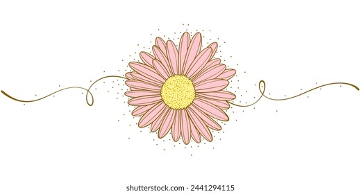 Daisy flower line art style vector illustration	