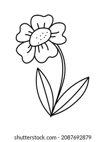 Daisy Blume Linie. Konturzeichnung für Design, Logo, Postkarte, Dekoration. Kräutertee. Vektorgrafik im Doodle-Stil einzeln auf Hintergrund. Farbbuch.
