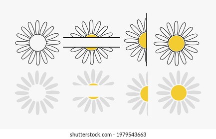 Daisy Flower monogram and Name frame Vector 