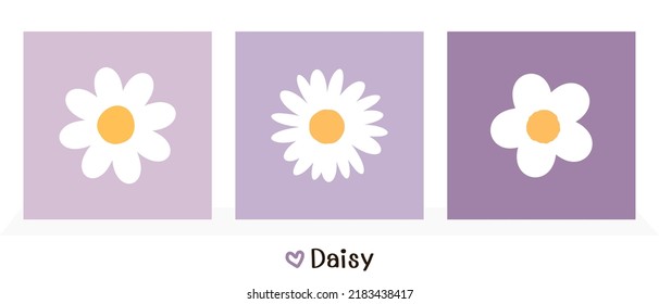 Daisy flower on purple backgrounds vector illustration. Wall art decoration.
