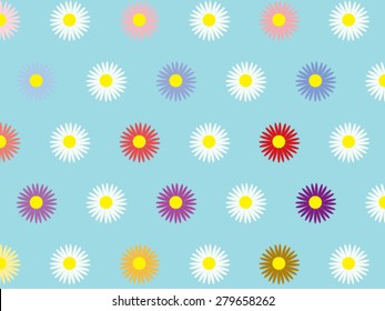 Daisy flower pastel color pattern vector.