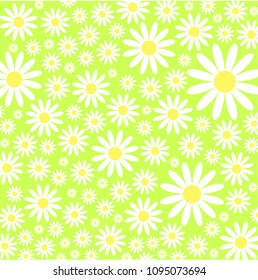 Daisy Flower Pattern Green Background Vector: เวกเตอร์สต็อก (ปลอดค่า ...