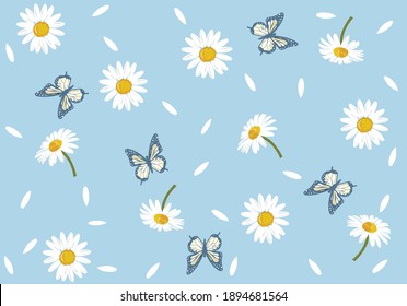 daisy flower pattern hand draw design seamless pattern