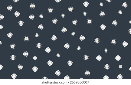 Daisy flower pattern on black background. Floral pattern background.