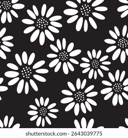 Daisy flower pattern, seamless pattern for fabric, textiles, clothing, wallpaper, cover, banner, home decor, florals backgrounds