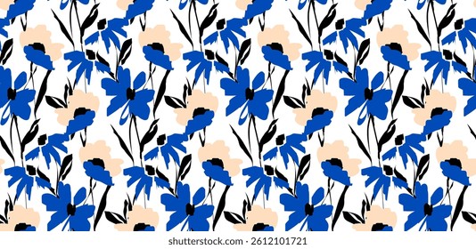 Daisy flower pattern in vector. Floral background
