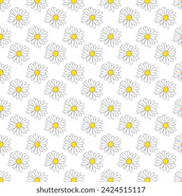 Daisy flower pattern, vector illustration floral design, beautiful daisy floral print seamless background.