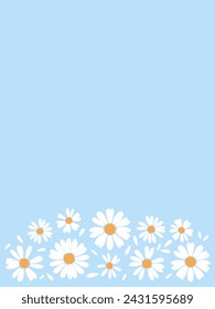 Daisy flower and petals on blue background vector.
