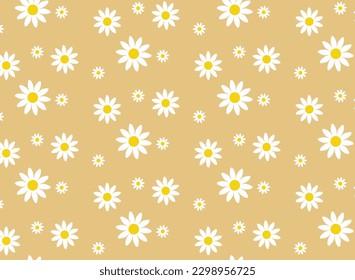Flor Daisy Con Petals De Patrón Sin Marea. Sencillo patrón de verano. En Color De Fondo Vintage. e iconos de margarita