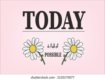 daisy flower pink positive quote hand drawn
