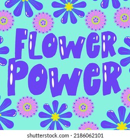 Daisy flower power poster for print design. Abstract trippy psychedelic pattern. Flower power. Funny vector illustration. Retro 1990 poster for tshirt design
