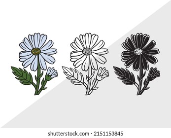 Daisy Flower Printable Vector Illustration svg