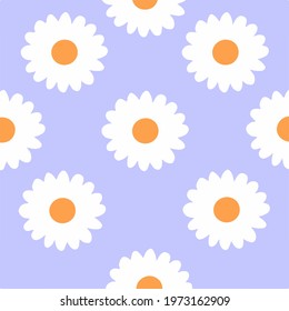 Daisy Flower Seamless Background. Floral Vector Illustration.