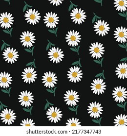 Daisy flower seamless background illustration. floral pattern for print. Flat design vector.