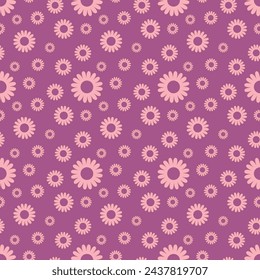 Daisy flower seamless on editable blue background illustration. Pretty floral pattern for print. Flat design vector. Spring flower seamless design.