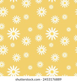 Flor de margarita sin costura en ilustración de fondo editable. Bonito patrón floral para imprimir. Vector plano. Primavera y verano sin fisuras. Diseño sin costuras de flores. Lindo estampado floral.